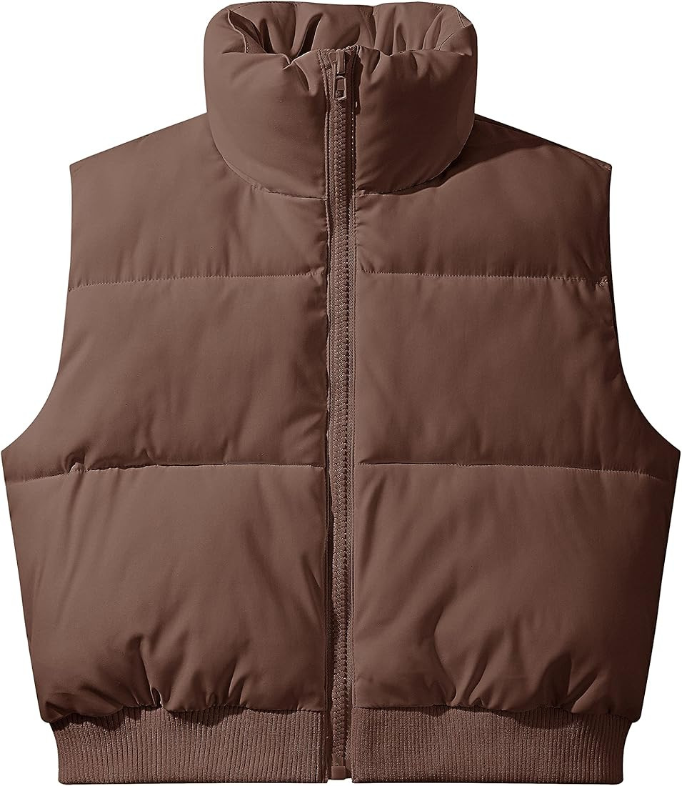 MEROKEETY Women's Crop Puffer Vest Stand Collar Sleeveless Zip Up Lightweight Fall Padded Gilet C... | Amazon (US)