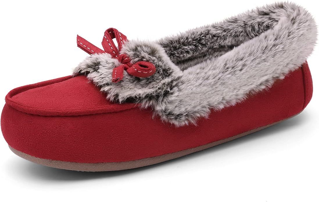 DREAM PAIRS Slippers for Women, House Fuzzy Fluffy Furry Christmas Moccasins Slippers - Warm Faux... | Amazon (US)