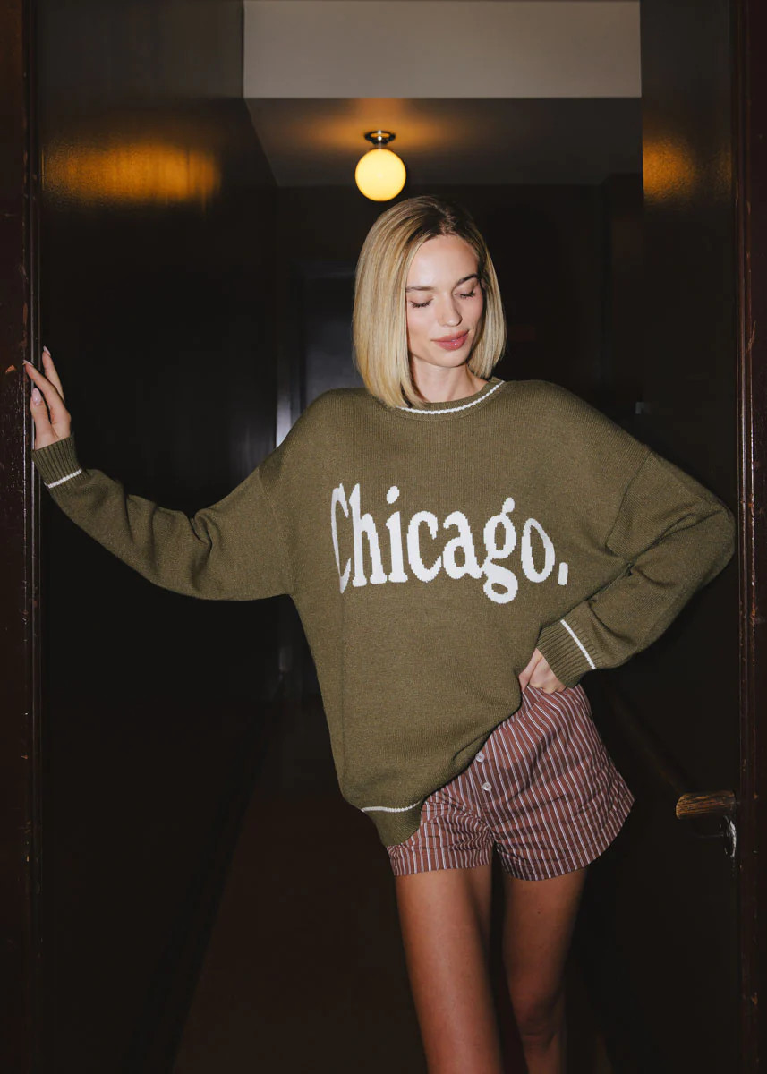 Chicago Oversized Stripe Cuff Sweater - Olive/Cream XS | Alice & Wonder