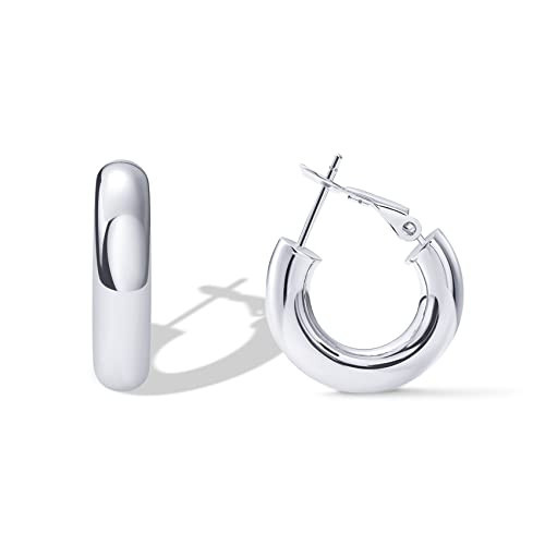 PAVOI 14K Gold Plated Sterling Silver Post Hoops | Lightweight Chunky Hoops Huggies | Thick Gold Hoop Earrings for Women (White Gold,20mm) | Amazon (US)