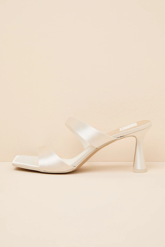 Icelyn Off White Satin High Heel Slide Sandals | Lulus