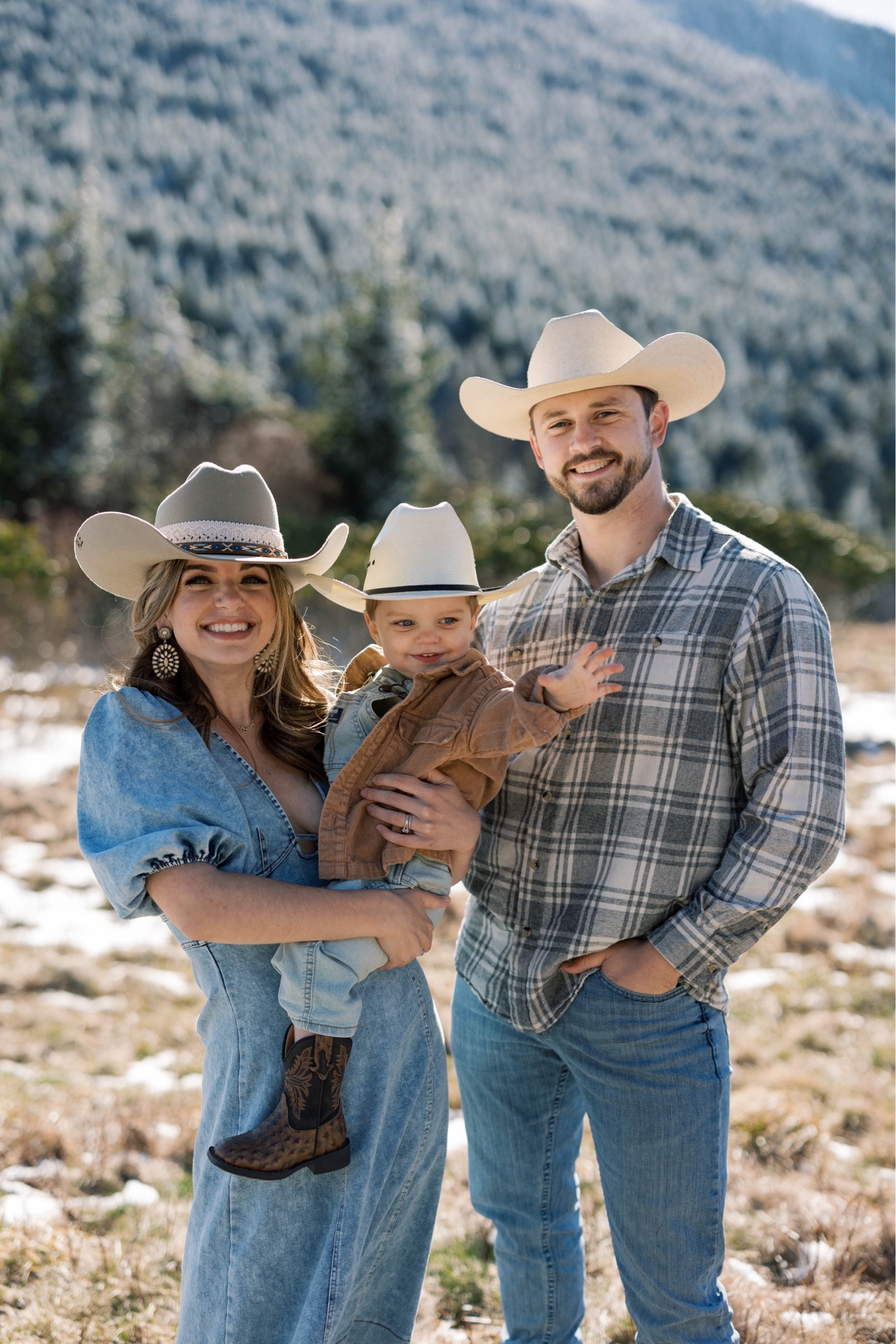 Western family photos photoshoot in the mountains! Custom cowgirl hat and Idyllwind cowgirl boots! Tiny cowboy outfit linked too!

#LTKfamily #LTKbaby #LTKkids