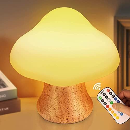 Wooden Mushroom Lamp ANGTUO Baby Night Light for Kids with 16 Color Changing and Dimmable Nursery... | Amazon (US)