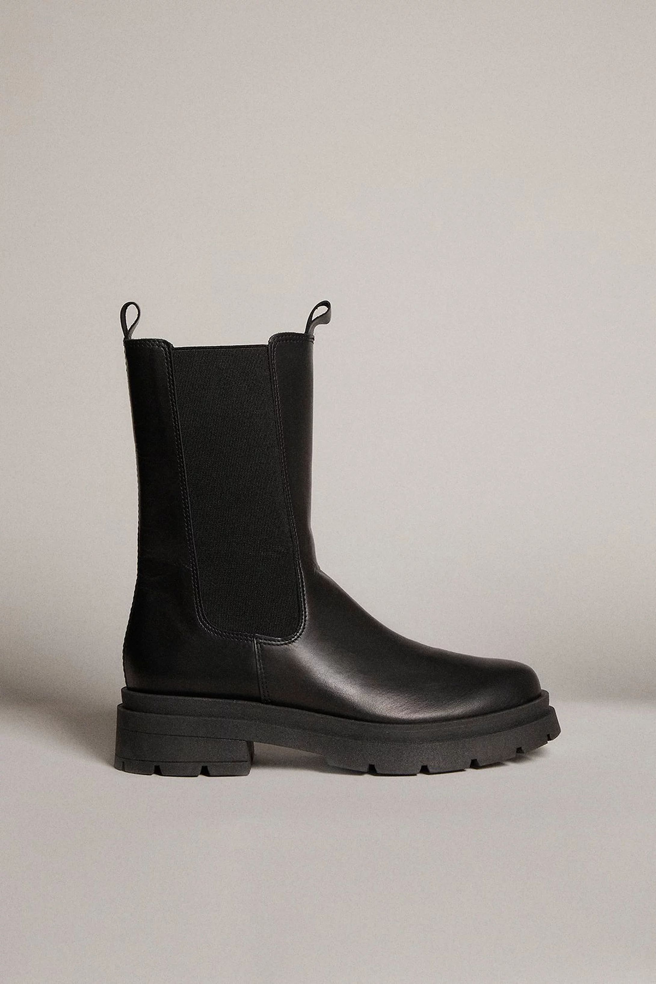 Leather Mid Calf Chelsea Boot | Karen Millen UK & IE