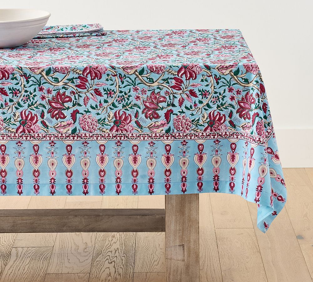 Shannon Block Print Cotton Tablecloth | Pottery Barn (US)