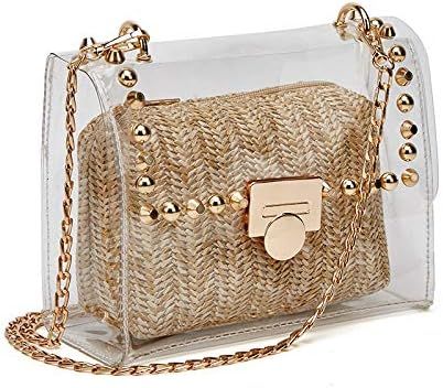 Clear Purse, YYW 2 in 1 Transparent Bag Fashion Rivet Chain Strap Clear Handbags for Women Clear ... | Amazon (US)