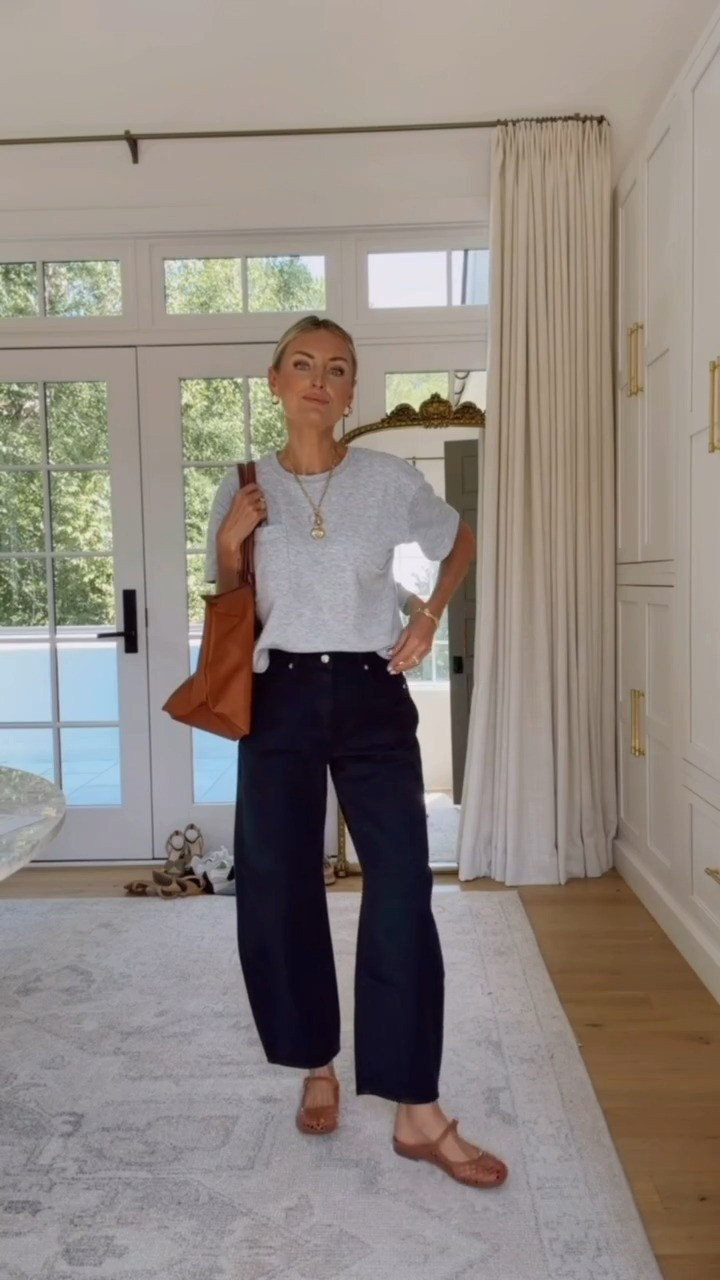 This gray tee from a lounge set I have from target is so good! I love to pair classic pieces for a timeless look! Wearing small top and 4 jeans 

Loverly grey, gray tee outfit, black barrel jeans, fall outfit ideas, Target fashion finds, affordable style #LTKstorytime #LTKootd
 

 #LTKootd #LTKSeasonal
