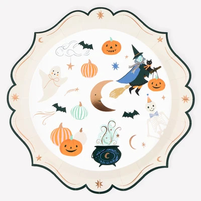 Ornate Edge Halloween Large Paper Plates (x 8) | Meri Meri