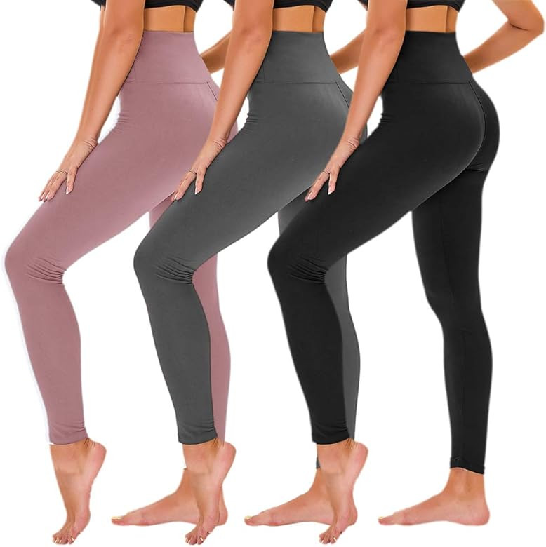TNNZEET High Waisted Leggings for Women - Tummy Control Full Length Tights for Athletic Yoga Work... | Amazon (US)