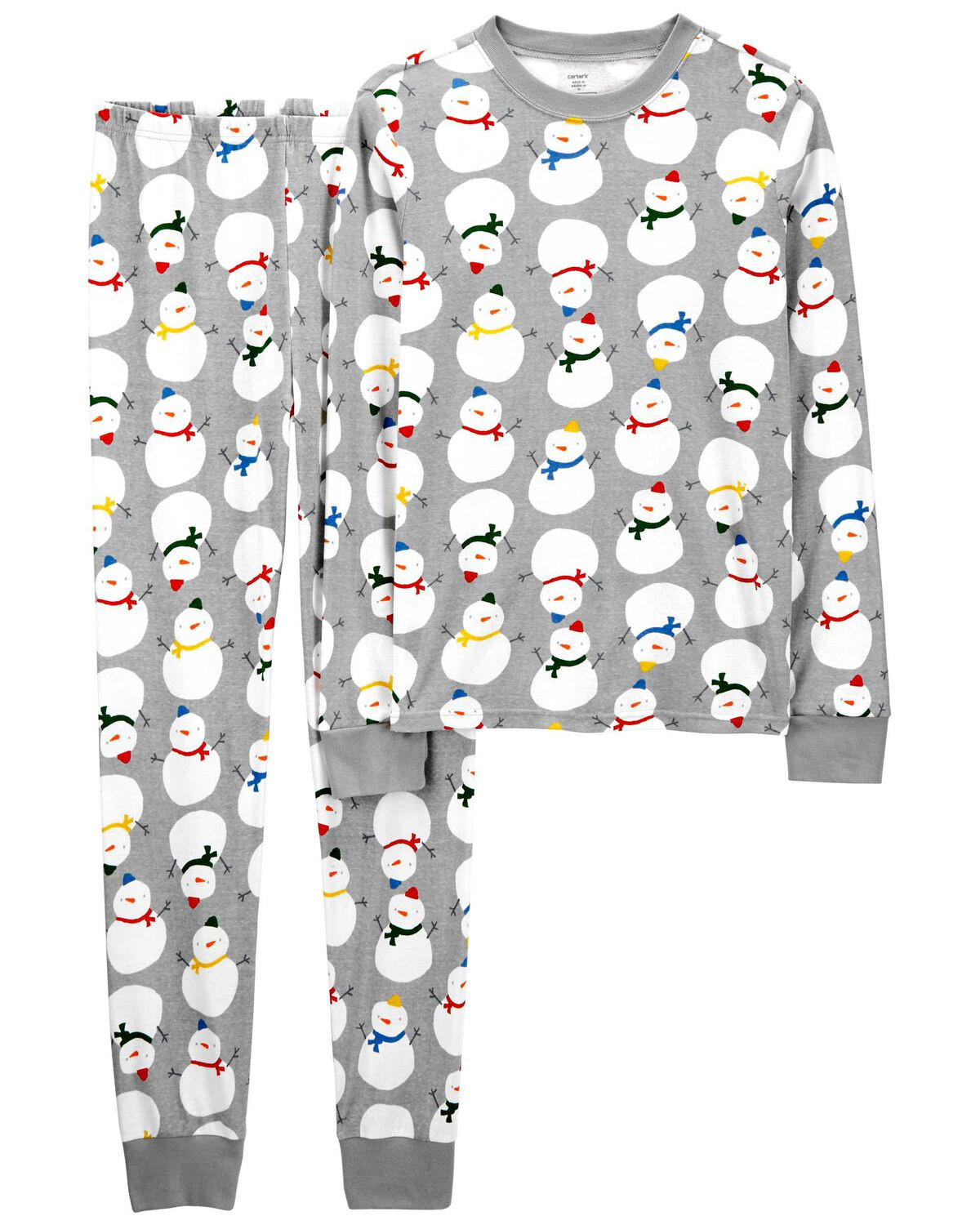 Grey Adult 2-Piece Snowman 100% Snug Fit Cotton Pajamas | carters.com | Carter's