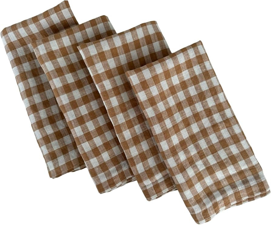 Linen Napkins – 100% French Flax – Stonewashed Pure Linen Cloth Napkins – Mitered Corners ... | Amazon (US)