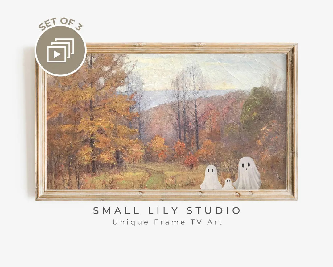 Samsung FRAME TV Ghost Family in Vintage Landscape, Fall Colors Tv Art, Halloween Frame Tv Art, A... | Etsy (US)