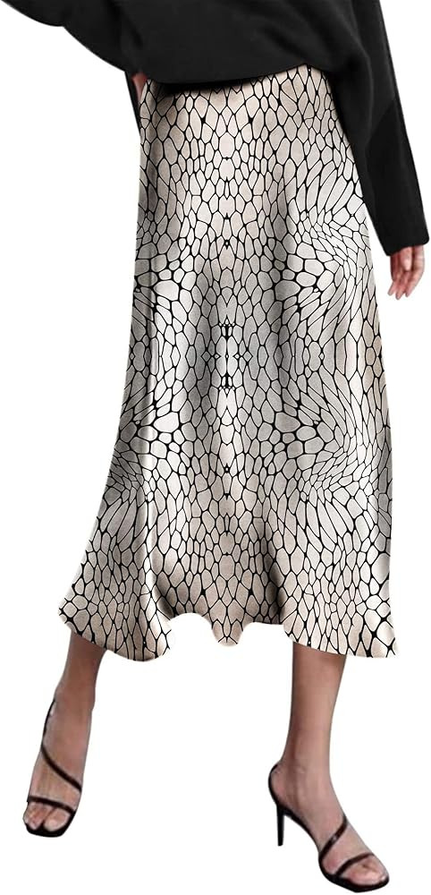 Zeagoo Skirts for Women High Waist Skirt Elegant Midi Skirt Satin | Amazon (US)