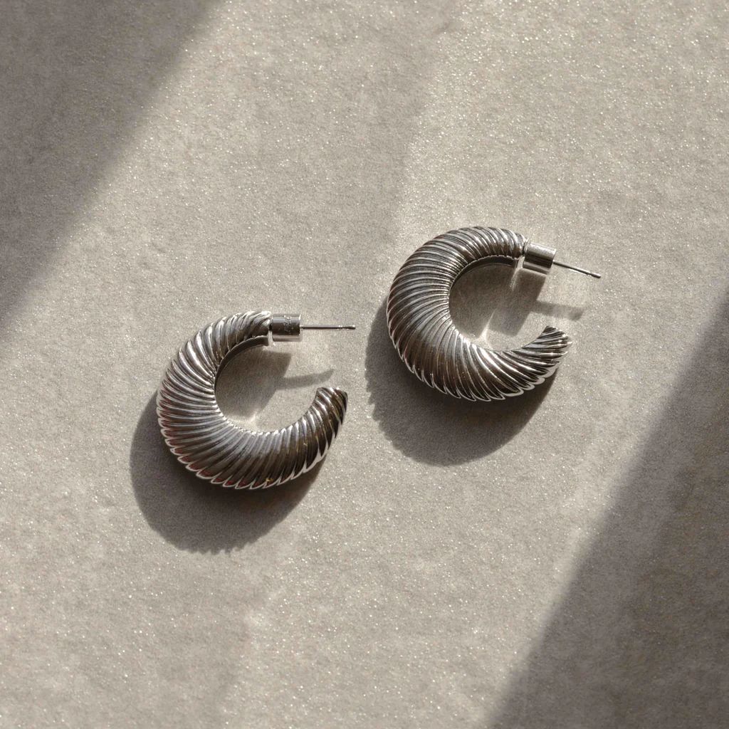 Luminous Textured Hoops in Silver | Astrid and Miyu