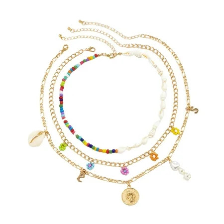 Colorful Layered Necklaces Laye Chain Necklace Three Layered Layer Necklaces | Walmart (US)