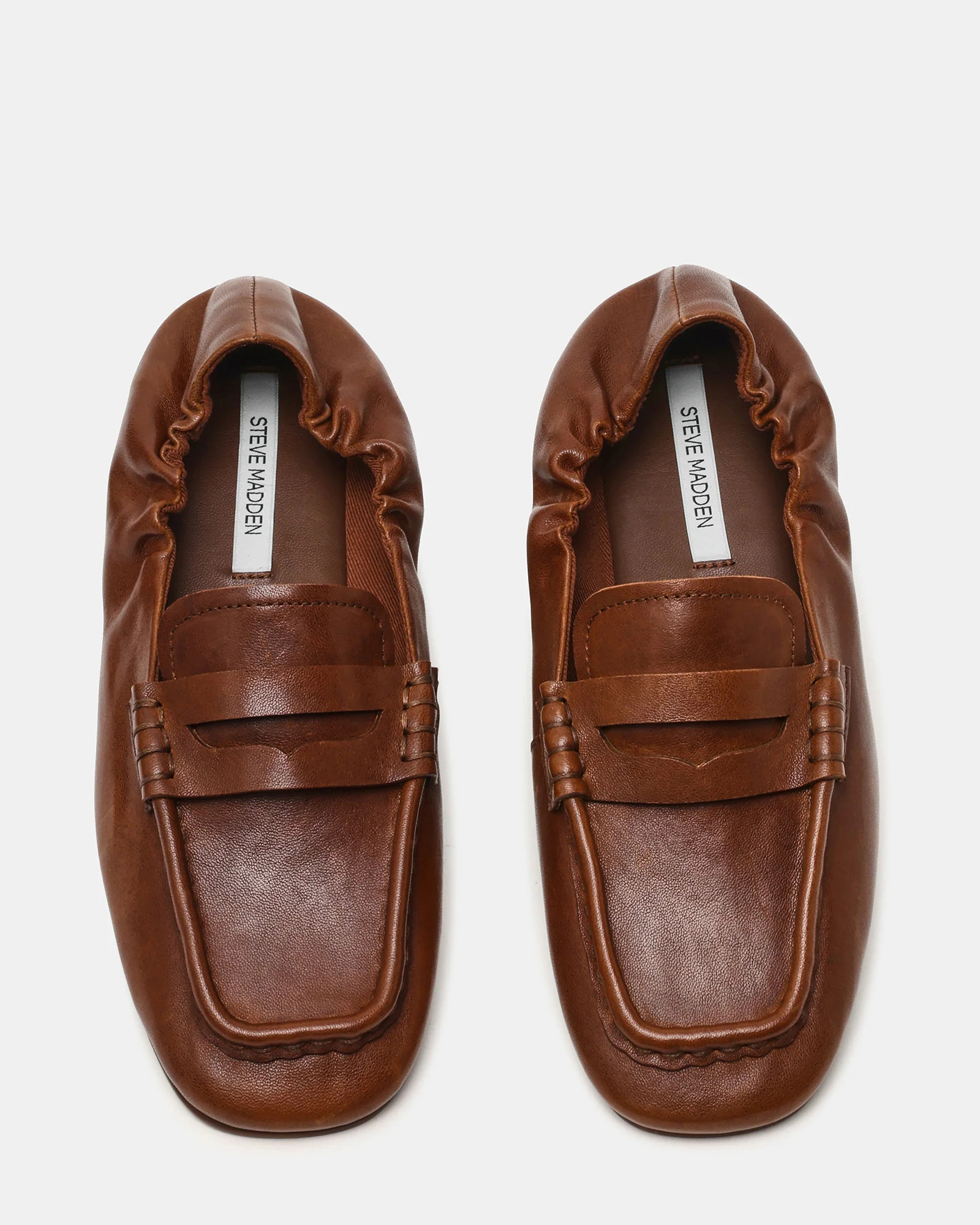EURRY Cognac Leather Square-Toe Women's Loafer | Steve Madden (US)