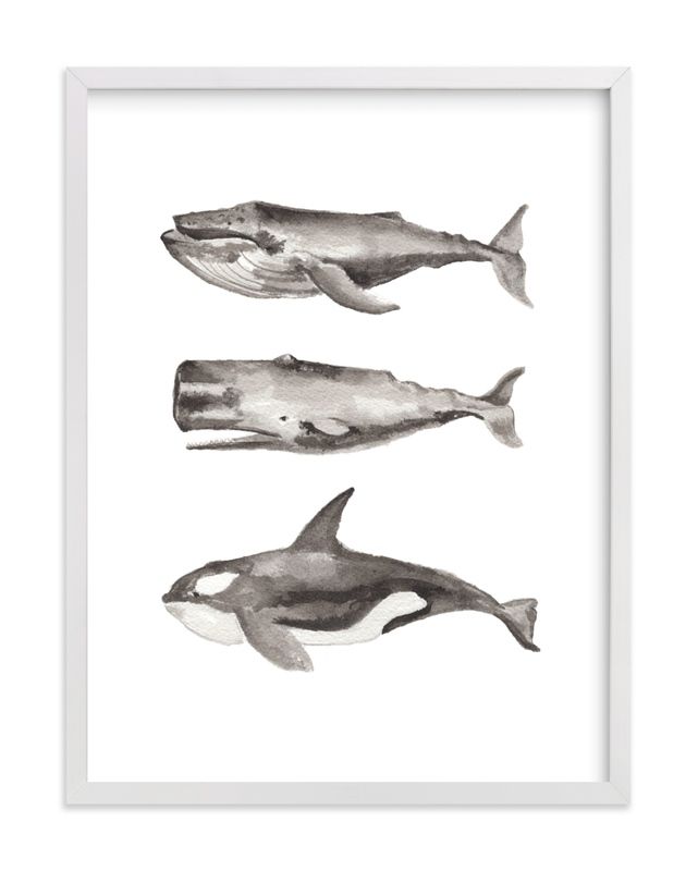 "Three Stacked Whales" - Painting Limited Edition Art Print by Two if by Sea Studios. | Minted