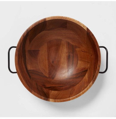 123,oz Wood Display Serving Bowl  With Metal Handles- Threshold | eBay US
