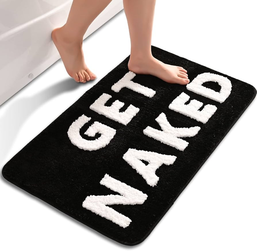 Get Naked Bath Mat Cute Black and White Bathroom Rugs Funny Non Slip Bathtub Decor Mats Super Abs... | Amazon (US)