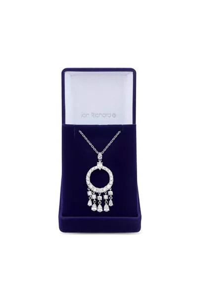 Silver Cubic Zirconia Multi Drop Pendant Necklace - Gift Boxed | Debenhams UK