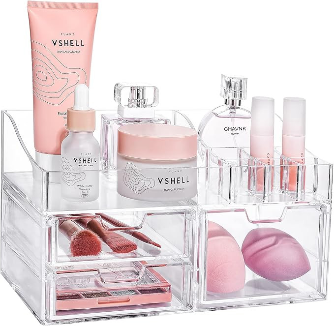 Makeup Organizer, BREIS Acrylic Bathroom Organizers and Storage with Drawers for Vanity Skincare ... | Amazon (US)