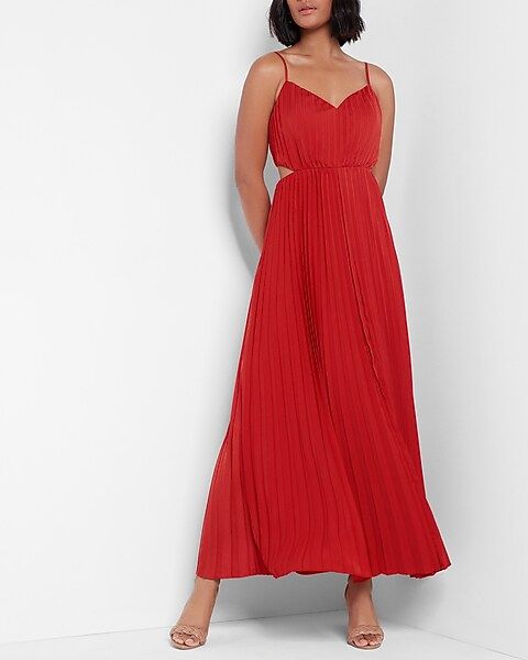 Pleated Side Cutout Maxi Dress | Express