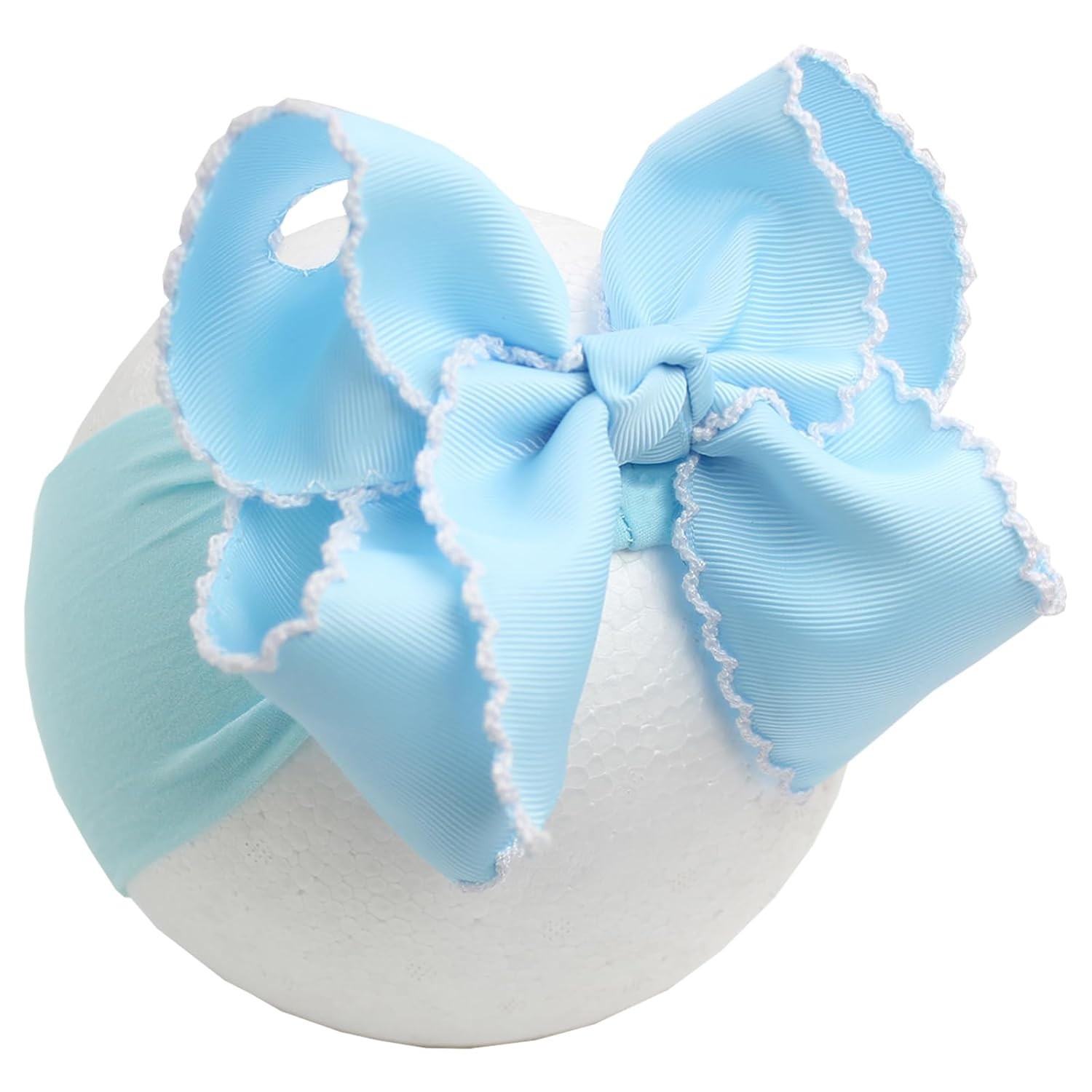 6'' Jumbo Blue Baby Girls Bow Headbands, Soft Nylon Headwraps | Amazon (US)