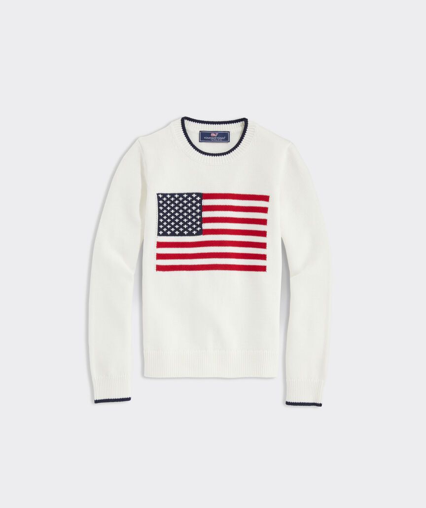 Boys' American Flag Cotton Crewneck Sweater | vineyard vines