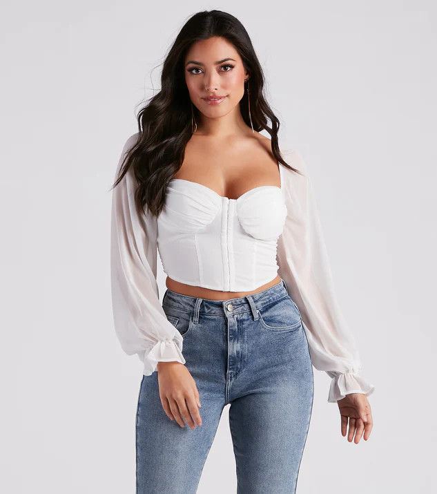 Breezy Chiffon Cropped Corset Blouse | Windsor Stores
