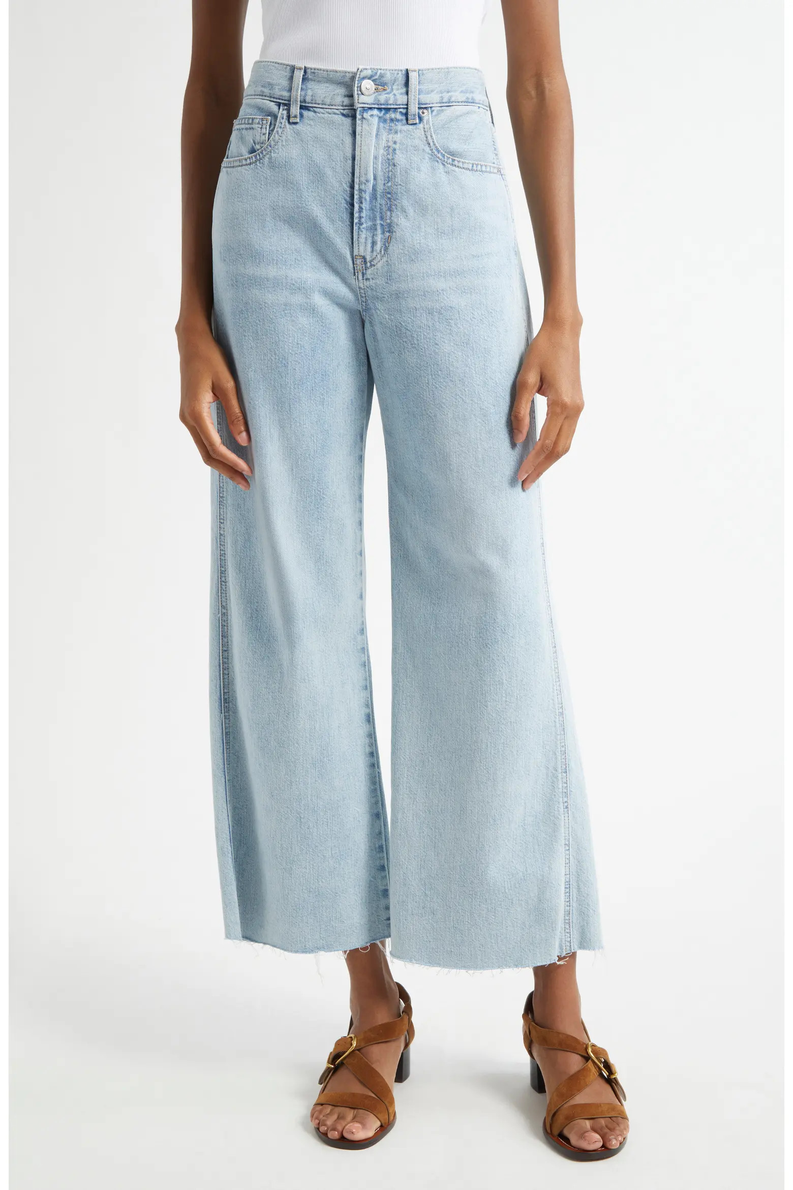Taylor Raw Hem High Waist Ankle Wide Leg Jeans (Women) | Nordstromrack | Nordstrom Rack
