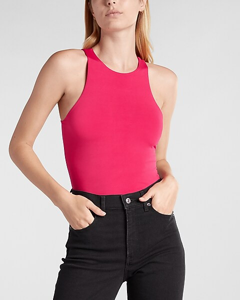 Body Contour Double Layer High Neck Thong Bodysuit | Express