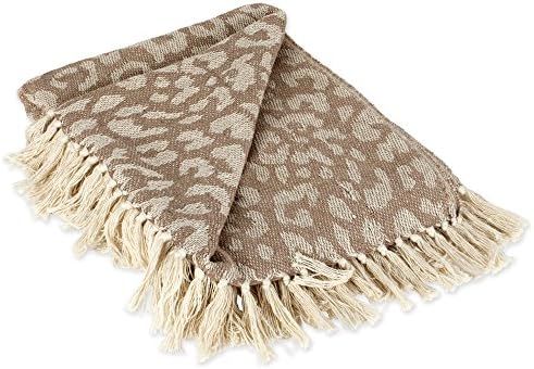DII Bold Eclectic Leopard Woven Throw, 50x60, White | Amazon (US)