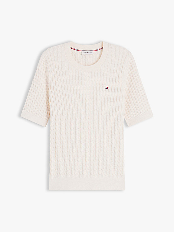 Kurzarm-Pullover mit Zopfmuster | Tommy Hilfiger (DE)