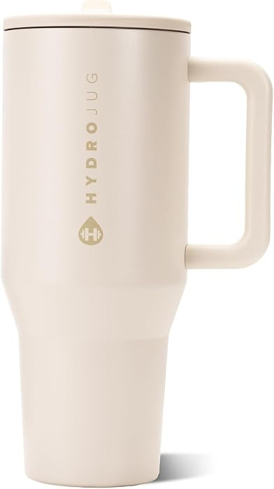 HydroJug Traveler 40oz, Insulated Tumbler with Handle & Straw, Cream | Amazon (US)