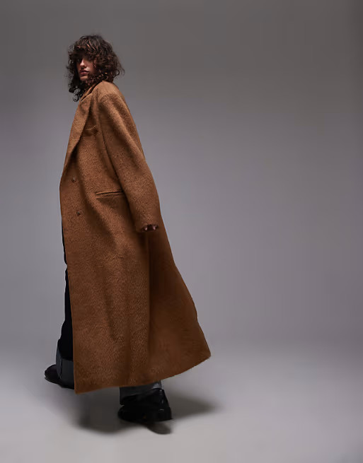 Topshop - Manteau brossé à boutons pression - Camel | ASOS (Global)
