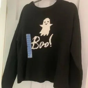 Nwt State of Mine black crewneck Boo ghost sweater | Poshmark
