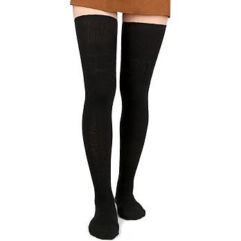 Women Thigh High Socks Extra Long Cotton Knit Warm Thick Tall Long Boot Stockings Leg Warmers | Amazon (US)