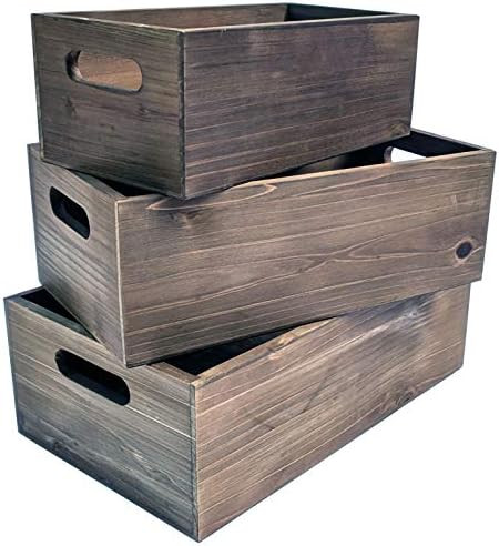Nesting Wood Storage Crates - Set of 3 - Decorative Craft Crates - Real Wood Rustic Decor - Farmh... | Amazon (US)