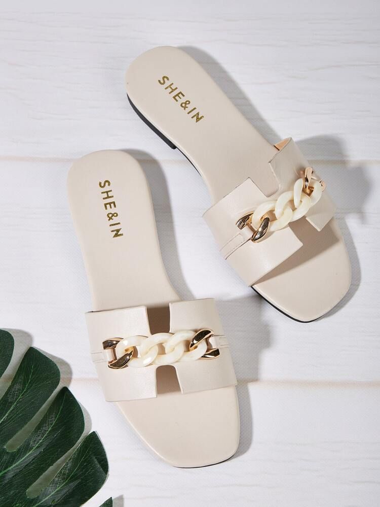 Chain Decor Slide Sandals | SHEIN