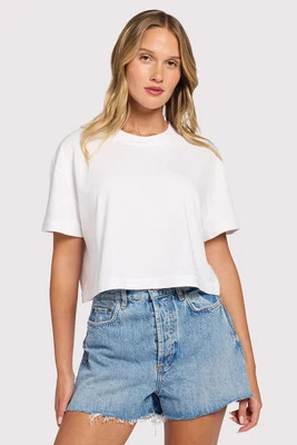 Vintage Cotton Cropped Tee | White | nuuds