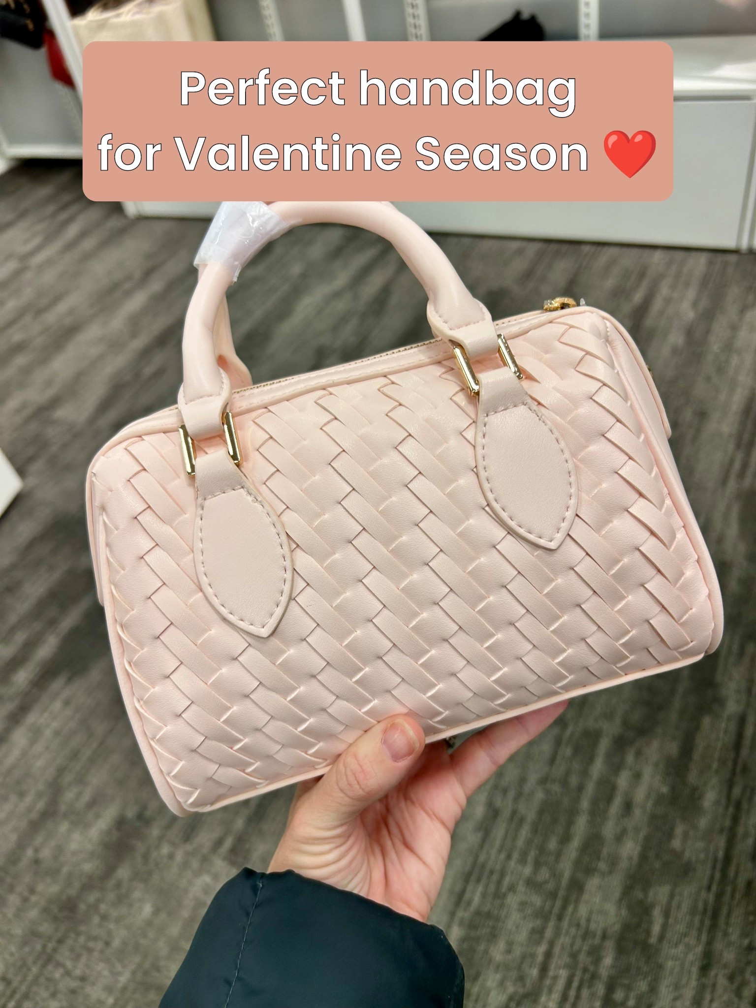 I ADORE this sweet pink handbag. It’s the softest pink color, petite in size, and would be the perfect accent to your pink attire. Wear it as a cross body or hold it like a clutch.

This would be a great purse to wear to a wedding or special event, so it’s definitely got versatility. 