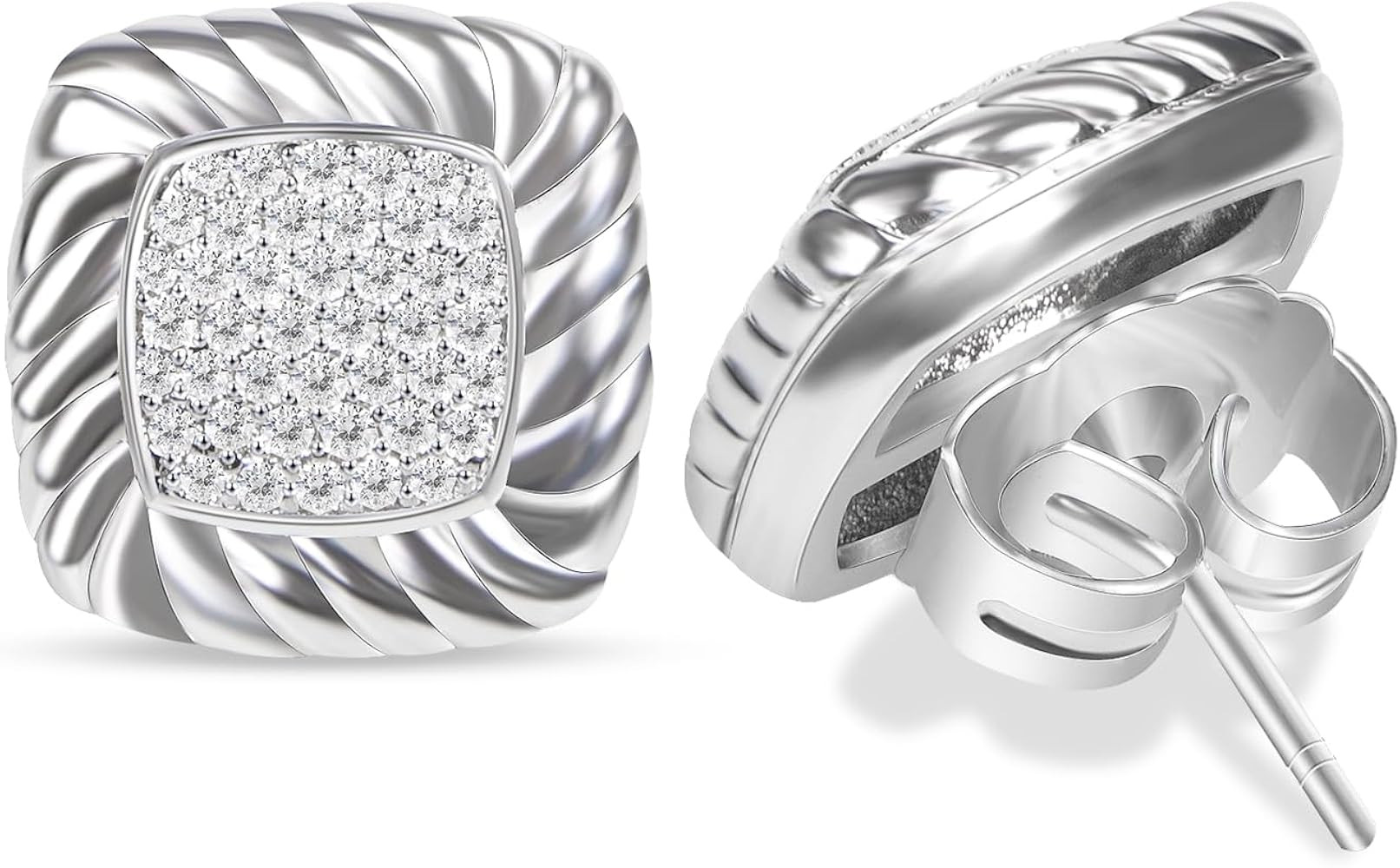 18K Gold Plated Earrings Studs Sparkle Iced Out Cubic Zirconia Stud Earrings for Women Designer B... | Amazon (US)