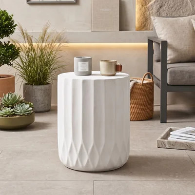 Round Outdoor Side Table with Inverted Scallop Edge | Wayfair North America