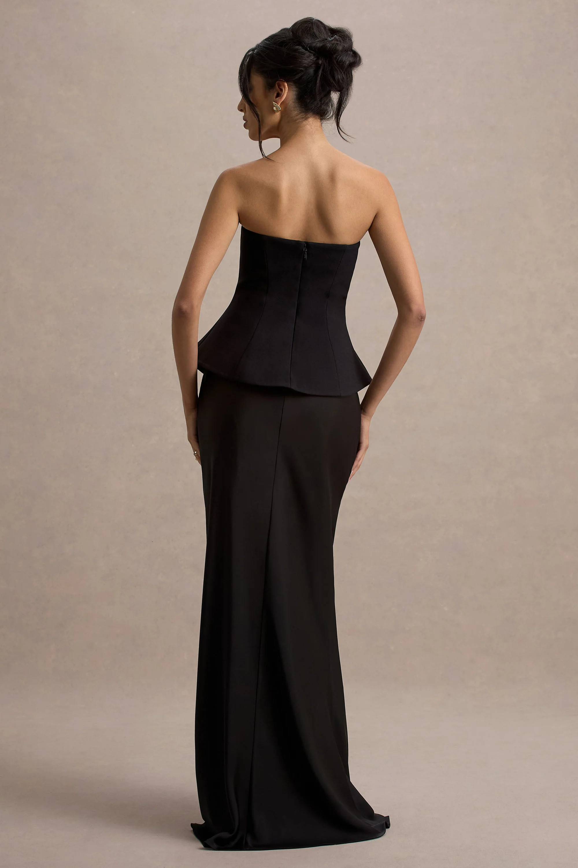 Ohio | Black Strapless Corset Maxi Dress | Club L London