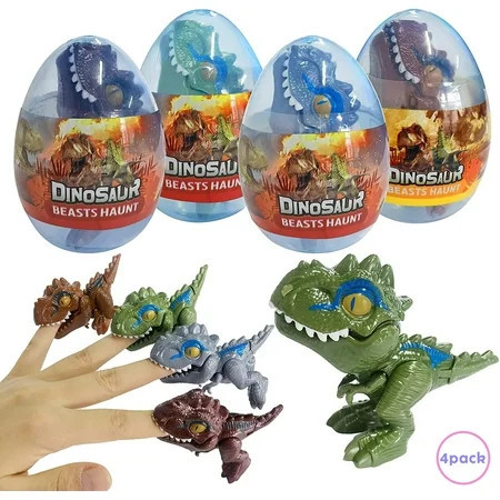 INvench 4Pcs Dinosaur Eggs Toys for Kids,Biting Fingers Tyrannosaurus Dinosaur Figure Toys Easter Eggs Party Favors | Walmart (US)