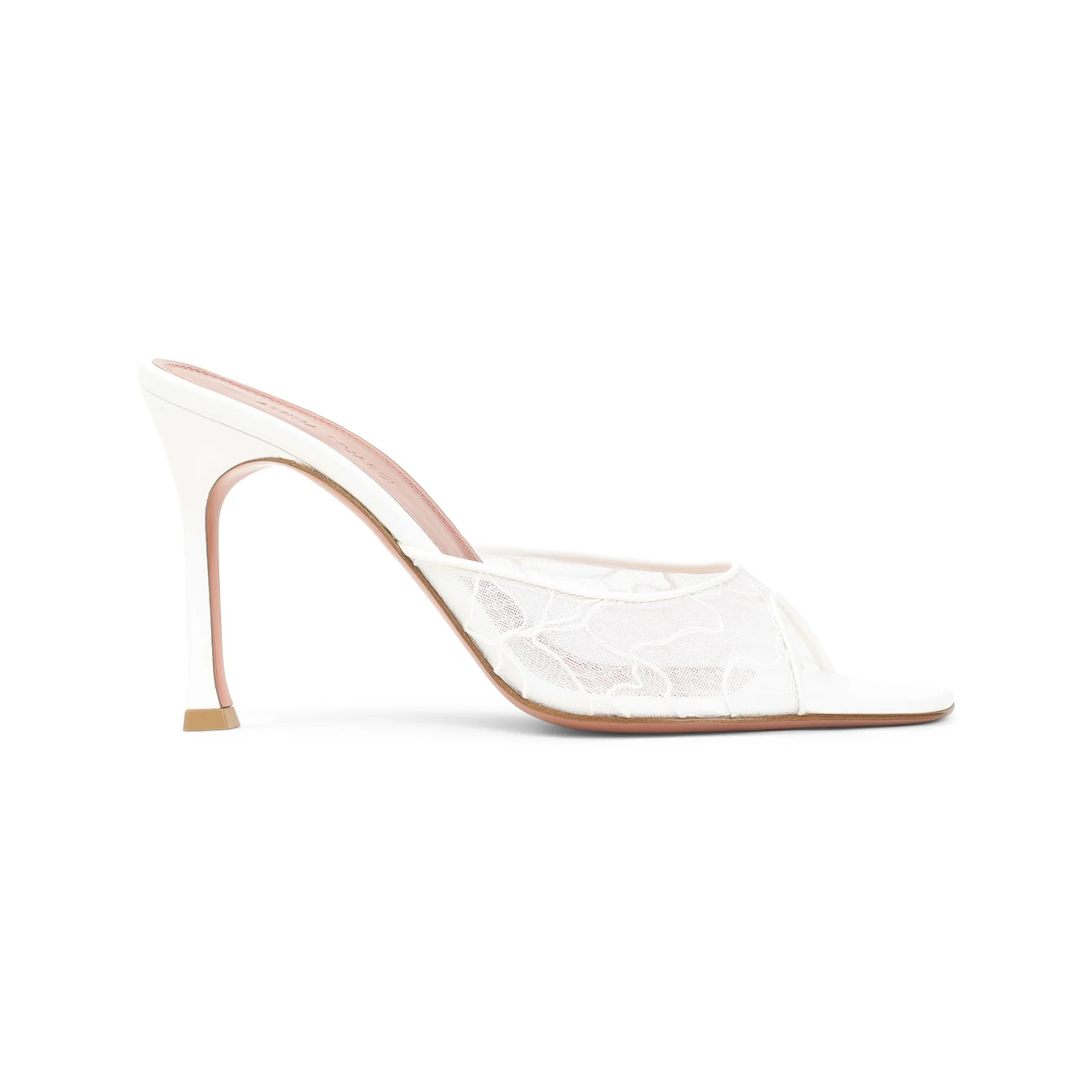 Amina Muaddi Alexa Lace 95 Slippers White Leather - Unisex | Italist.com US