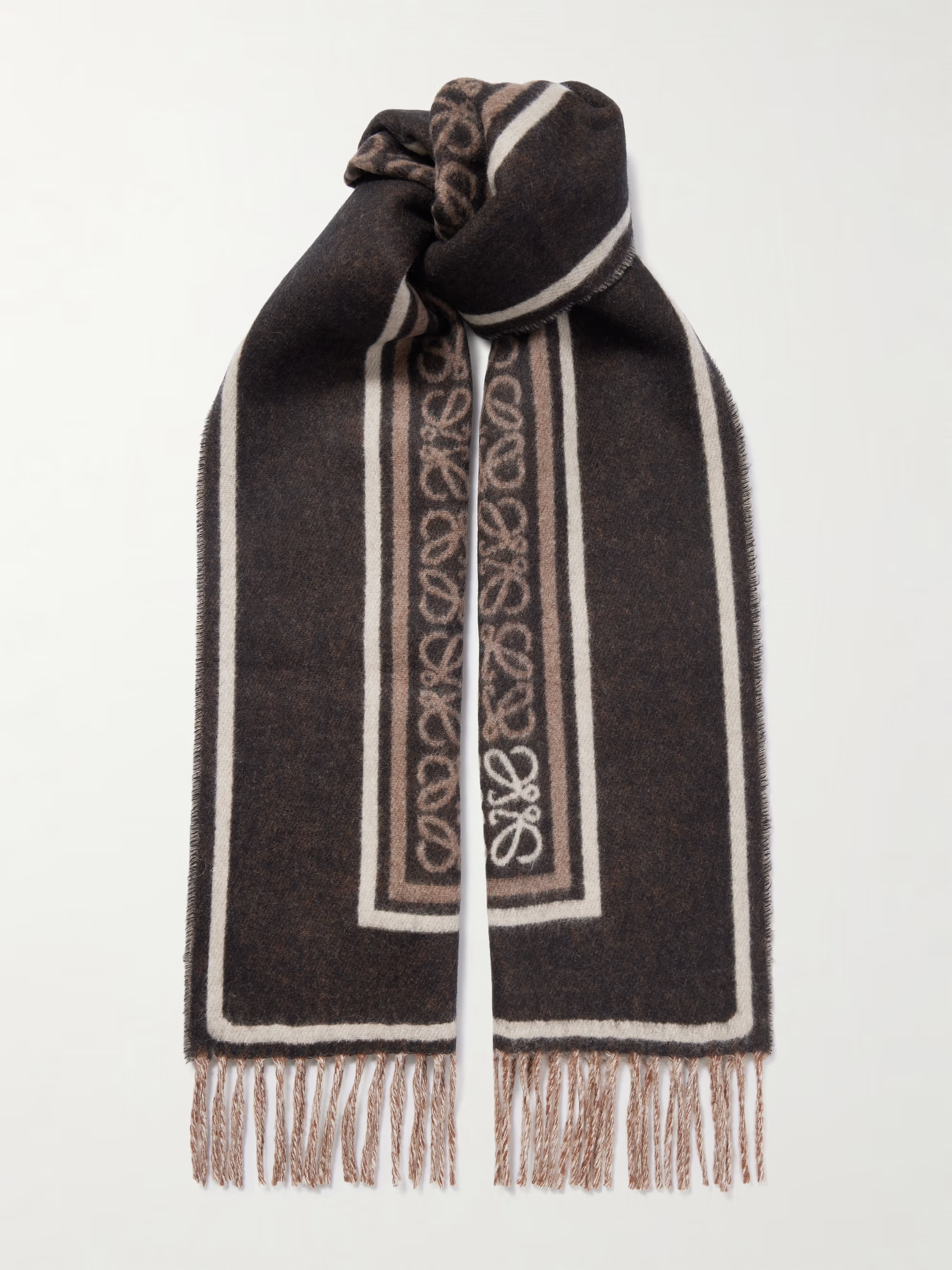 Fringed wool and cashmere-blend jacquard scarf | NET-A-PORTER (US)