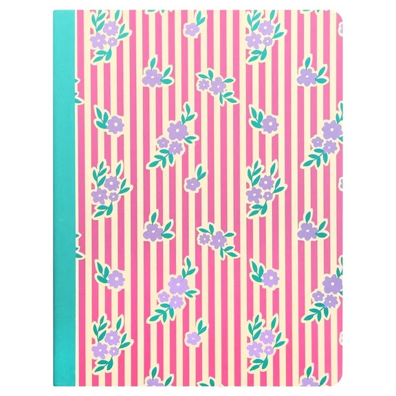 Pen+Gear College Ruled 1-Subject Notebook, 8" x 10.5", Multicolor Floral Stripes, 80 Sheets | Walmart (US)