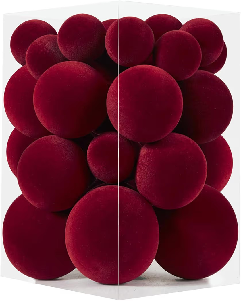 Velvet Christmas Ornaments Set 38Pcs Flocked Shatterproof Christmas Ornaments for Christmas Tree ... | Amazon (US)