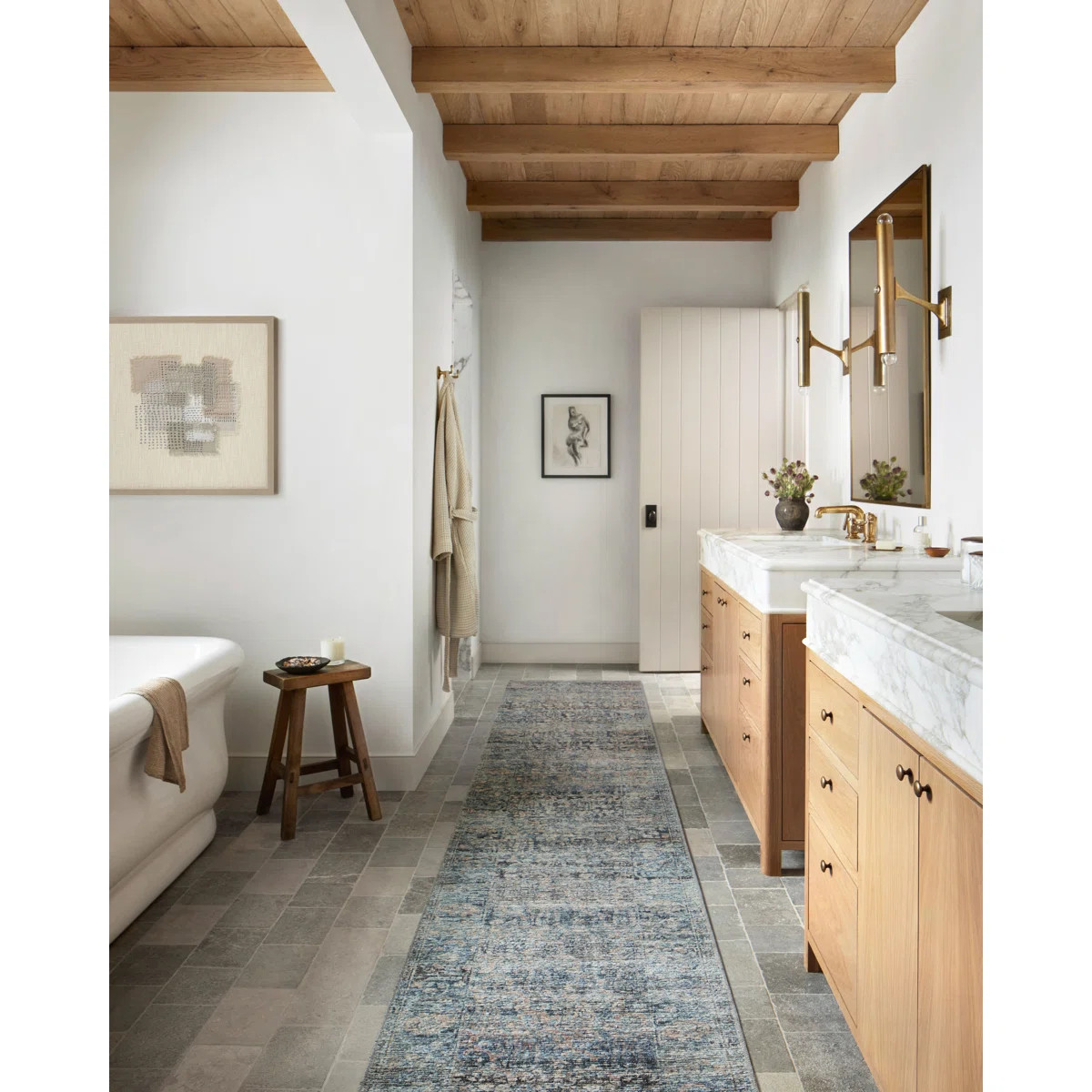 Amber Lewis x Loloi Billie Denim / Blush Area Rug | Wayfair North America